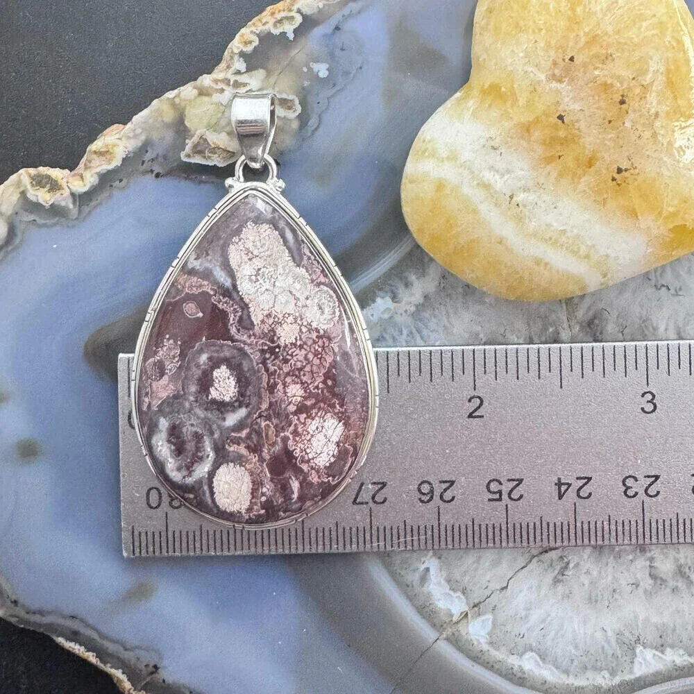 Sterling Silver Southwestern Style Large Teardrop Sunflower Jasper Uni Pendant